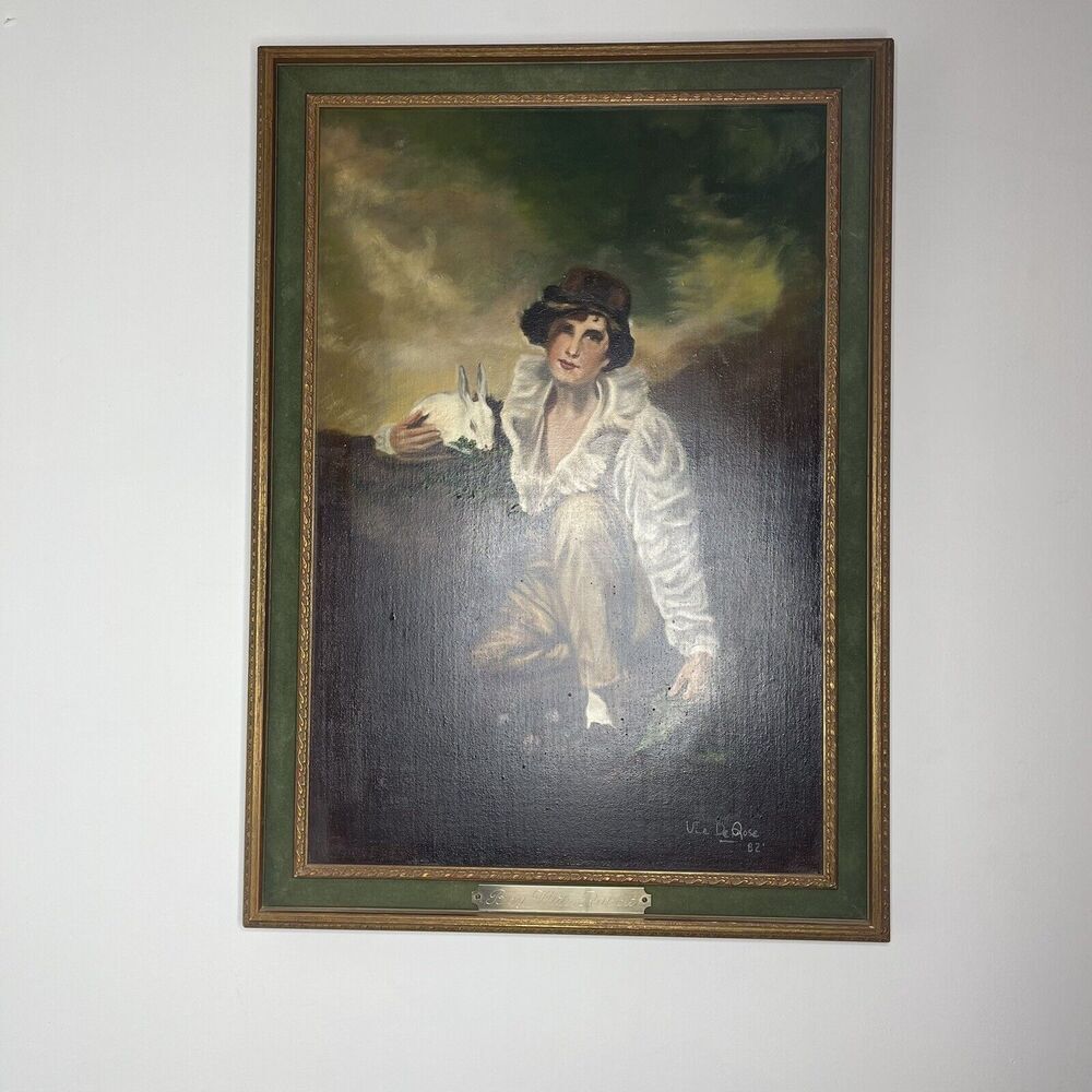 Framed Boy With Rabbit Art Print On Canvas Oil Reproduction after Henry Raeburn